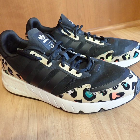 Adidas ZX 1K Boost "Leopard Print" Women's Shoes Core Black-Pale Nude H00669 - Picture 2 of 10